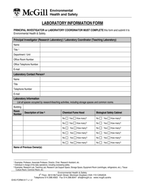 McGill Laboratory Information Form - mcgill