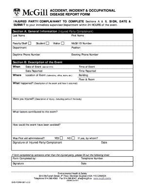 Accident & Incident Reporting Form - mcgill