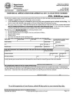 Ohio Real Estate Continuing Education Course Approval Application