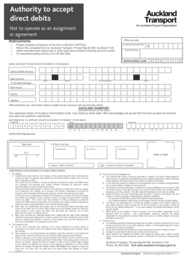 Auckland Transport Direct Debit Authority Form