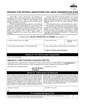 Request for Payroll Deductions for Labor Organization Dues