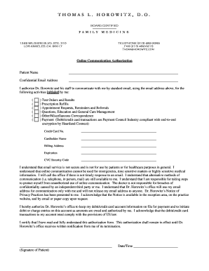 Online Communication Authorization Form