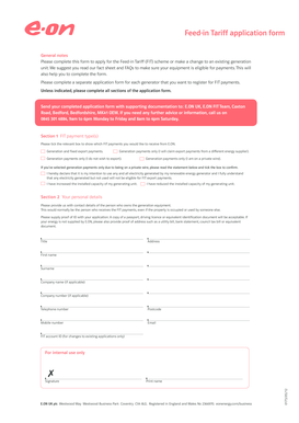 Feed-in Tariff Application Form