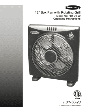 Soleus Air 12 Box Fan Owner's Manual