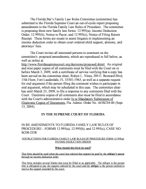 Florida Income Deduction Order Form 12.995(a)