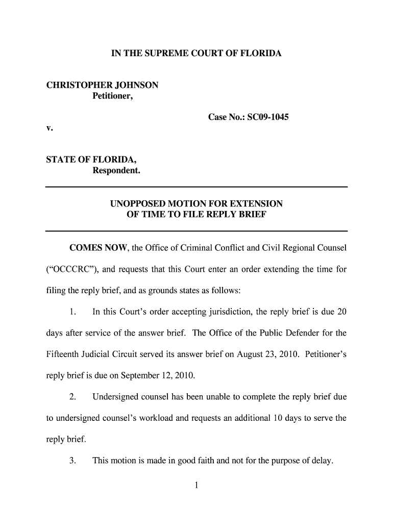 Motion For Extension Of Time Florida Pdf Fill Out Sign Online DocHub
