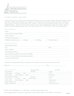 Outgoing Domestic Wire Form