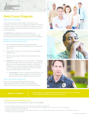 Congressional Federal Relief Loan Application