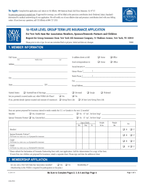 10-Year Level Group Term Life Insurance Application