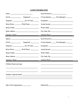 Divorce Financial Information Form