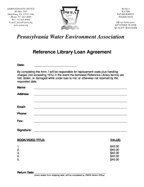 Reference Library Loan Agreement Form - Pennsylvania Water ... - pwea