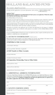 Holland Balanced Fund Account Application