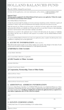 Roth IRA Application Form