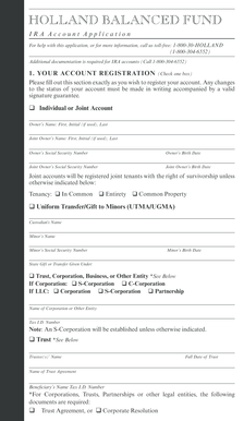 IRA Account Application