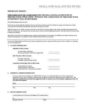 Holland Balanced Fund Roth IRA Application
