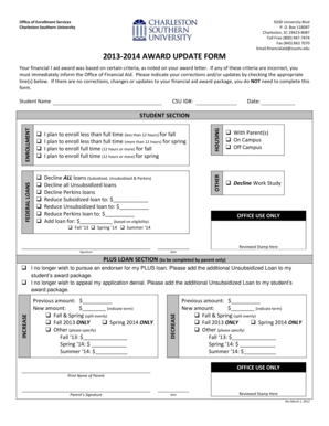 2013-2014 Award Update Form