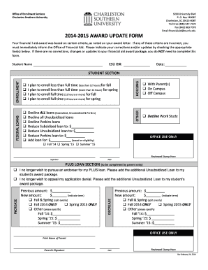 2014-2015 Award Update Form