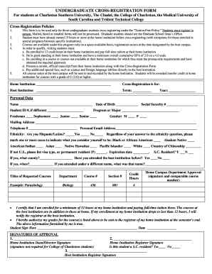 Undergraduate Cross-Registration Form