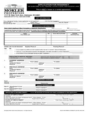 Residential Rental Application Form