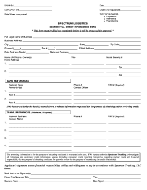 Confidential Credit Information Form