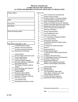 Real Estate Closed Transaction Checklist