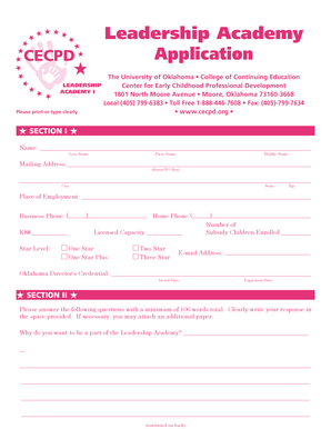 To apply for Leadership Academy I print and complete this ... - cecpd