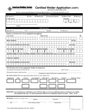 Certified Welder Application