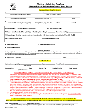 Above Ground Private Permanent Pool Permit