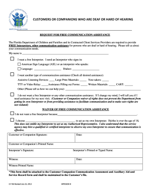 Florida Communication Assistance Request Form