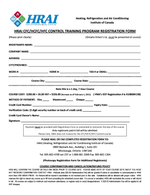 Hrai cfc/hcfc/hfc control training program registration form