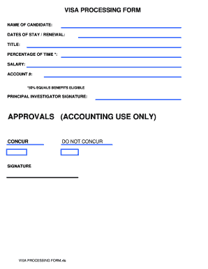 Visa Processing Form