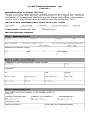 ACandS Asbestos Settlement Trust Claim Form
