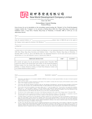 New World Development Proxy Form