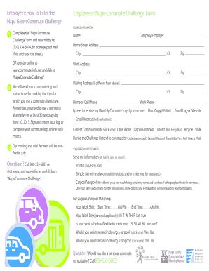 2013 Napa Commute Challenge Monthly Commute Log