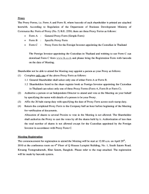 Thailand Proxy Forms for Shareholders