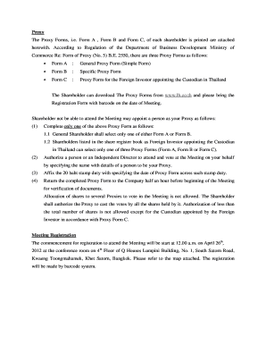 Thailand Proxy Forms