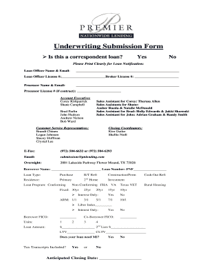 Underwriting Submission Form