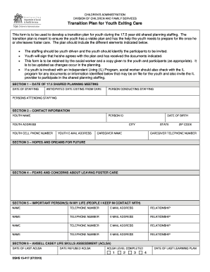 Transition Plan for Youth Exiting Foster Care