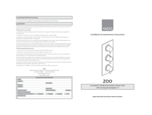 Vado Product Guarantee and Registration Form