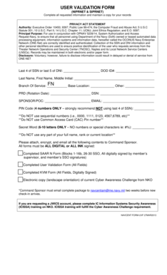 User Validation Form