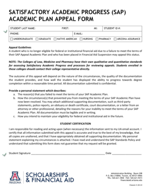 SATISFACTORY ACADEMIC PROGRESS Appeal Form