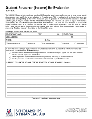 Student Resource Re-Evaluation Form