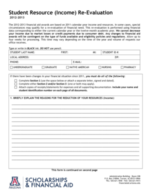 Student Resource Re-Evaluation Form