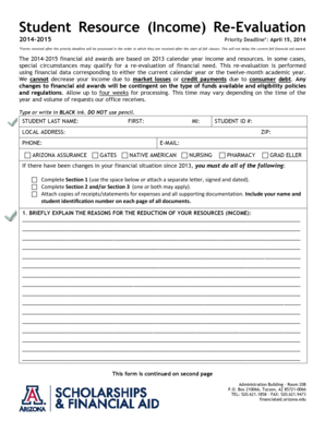 Student Resource Income Re-Evaluation Form