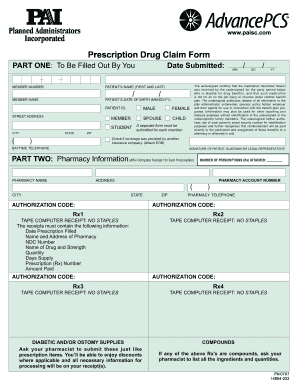 Prescription Drug Claim Form