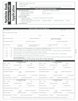 Northrim Business Credit Application