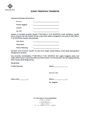 Surat Perintah Transfer Rekening  Fill Online, Printable, Fillable