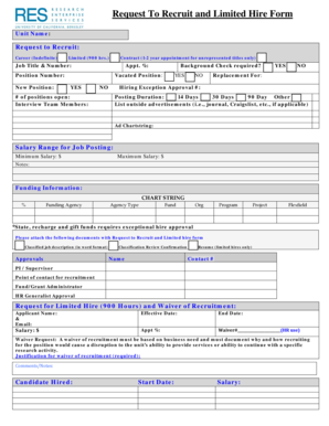 Request to Recruit and Limited Hire Form