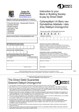 Ceredigion County Council Direct Debit Instruction Form