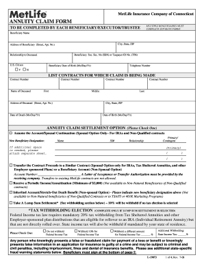 MetLife Annuity Claim Form